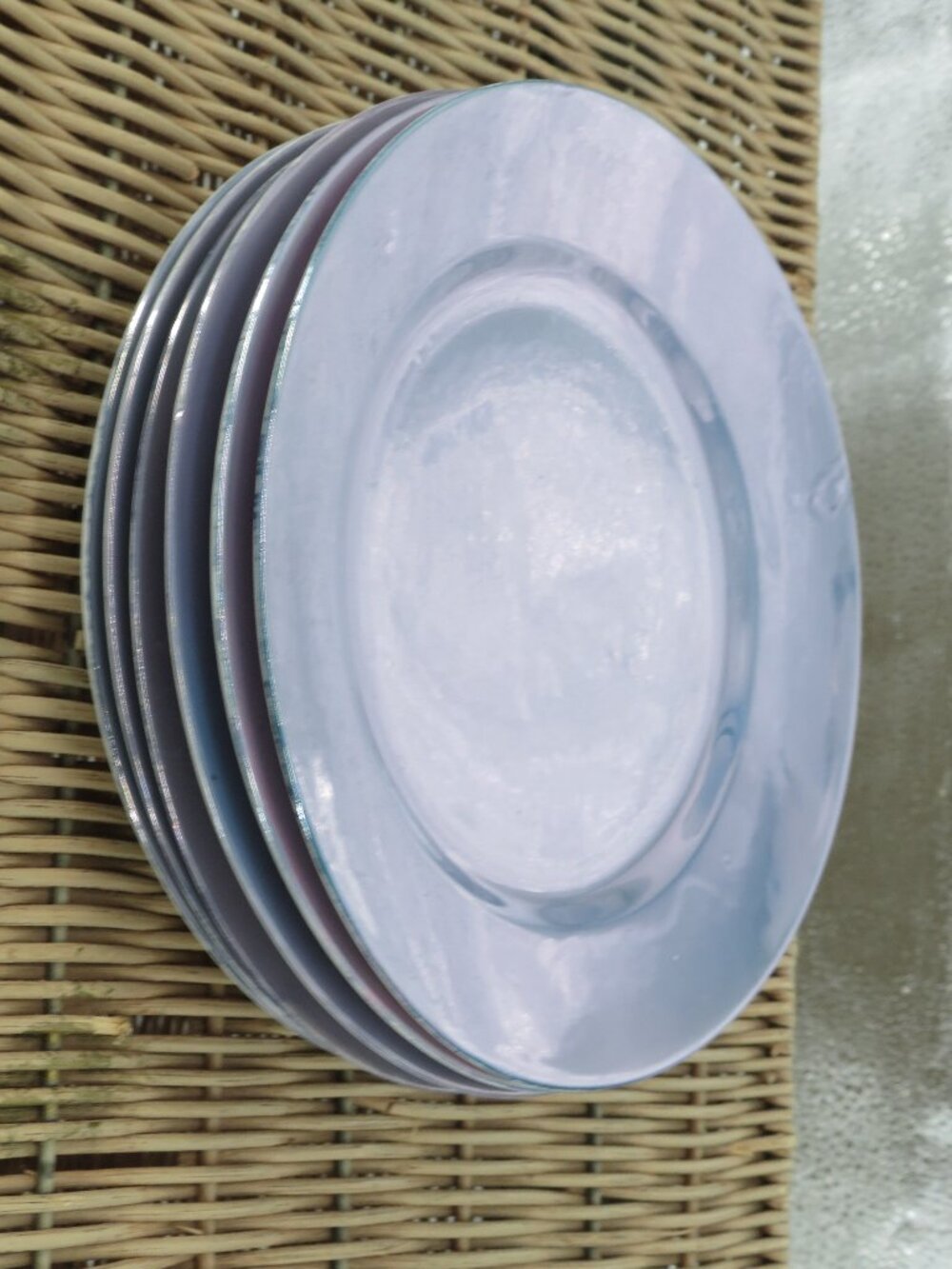 Vintage Japanese Blue Lustreware Iridescent Bread Butter Plate Set 5 7 In